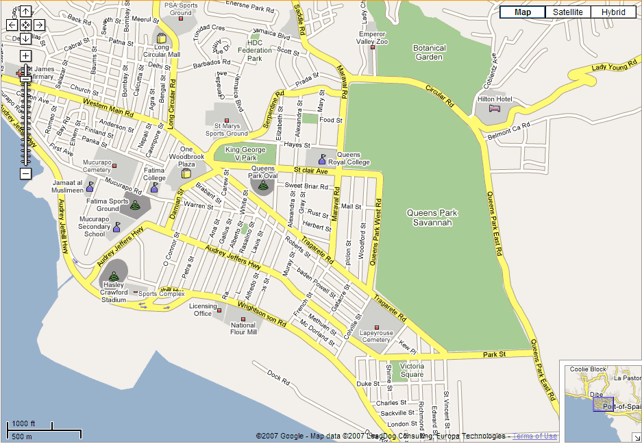 Updated street maps of Trinidad in Google Maps Trinidad and Tobago