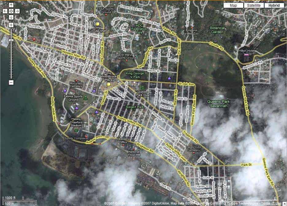 Updated street maps of Trinidad in Google Maps Trinidad and Tobago