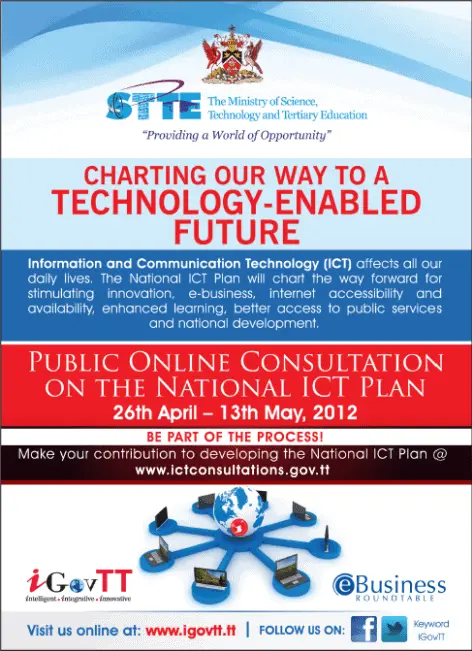 2012 Ministry of Science, Technology and Tertiary Education ad promoting the online consultation of the National ICT Plan from 26 April to 13 May 2012