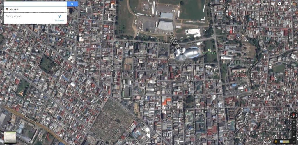 Satellite imagery of Port of Spain, Trinidad in Google Maps, May 2015