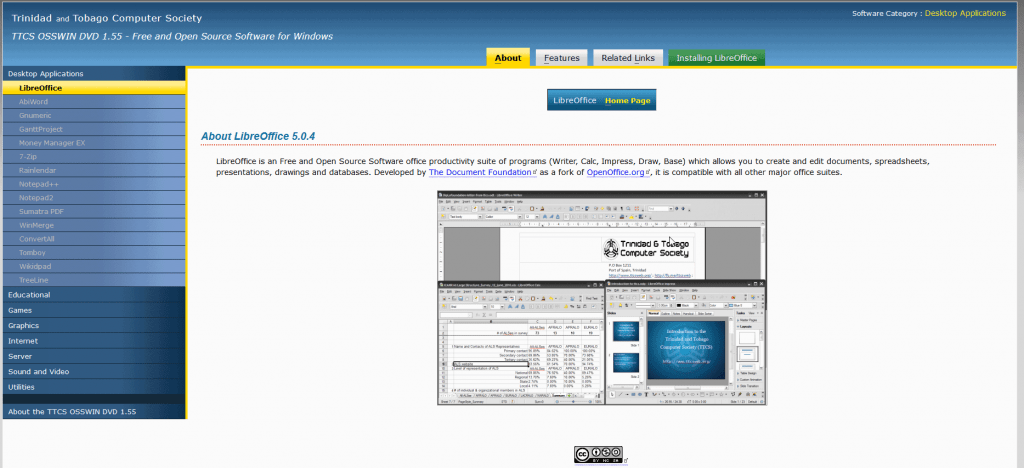 The web based UI of the TTCS OSSWIN DVD