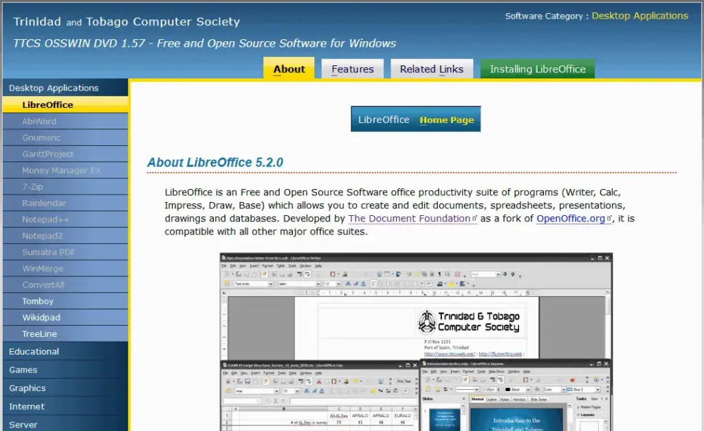 TTCS OSSWIN DVD 1.57, collection of Free & Open Source Software for Windows available for download