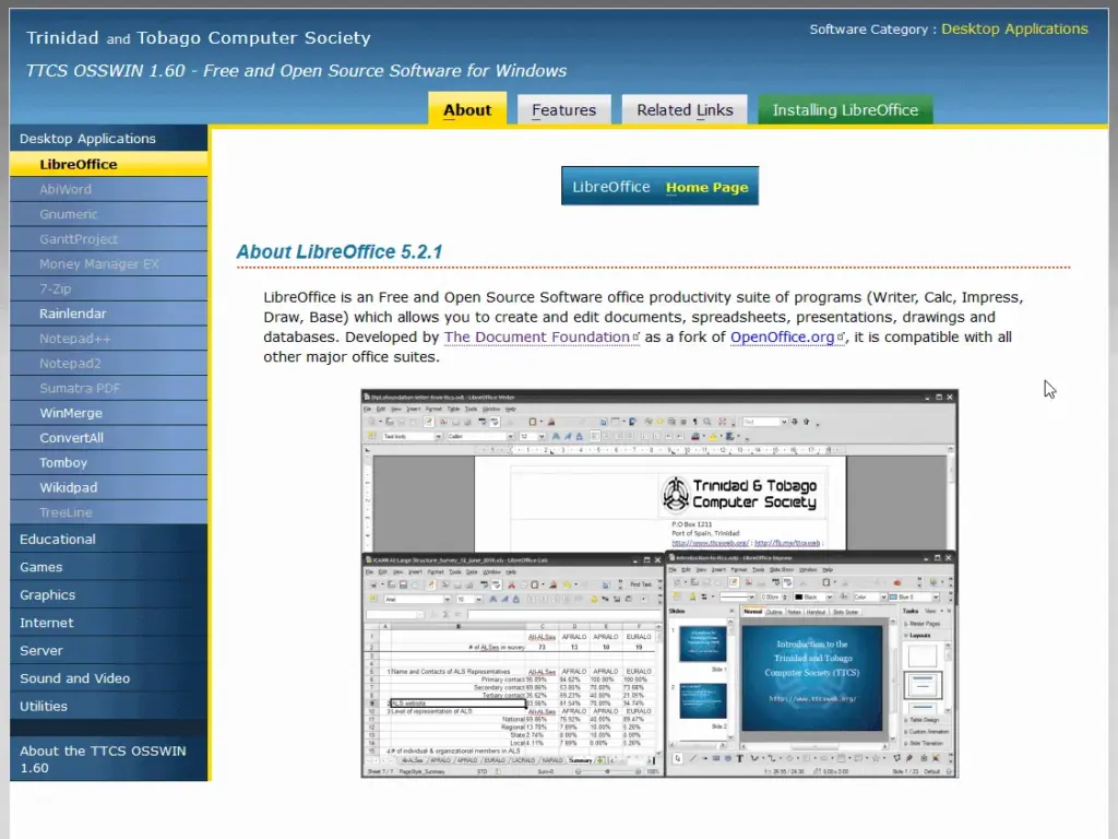 TTCS OSSWIN v1.62, a collection of Free and Open Source Software for Windows is available for download
