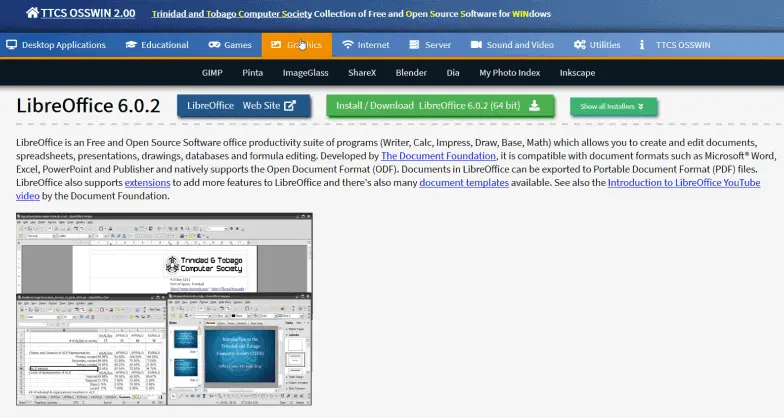 Introducing the all new TTCS OSSWIN 2.0, a collection of Free and Open Source Software for Windows available for download with an all new web user interface and video clips of various programs