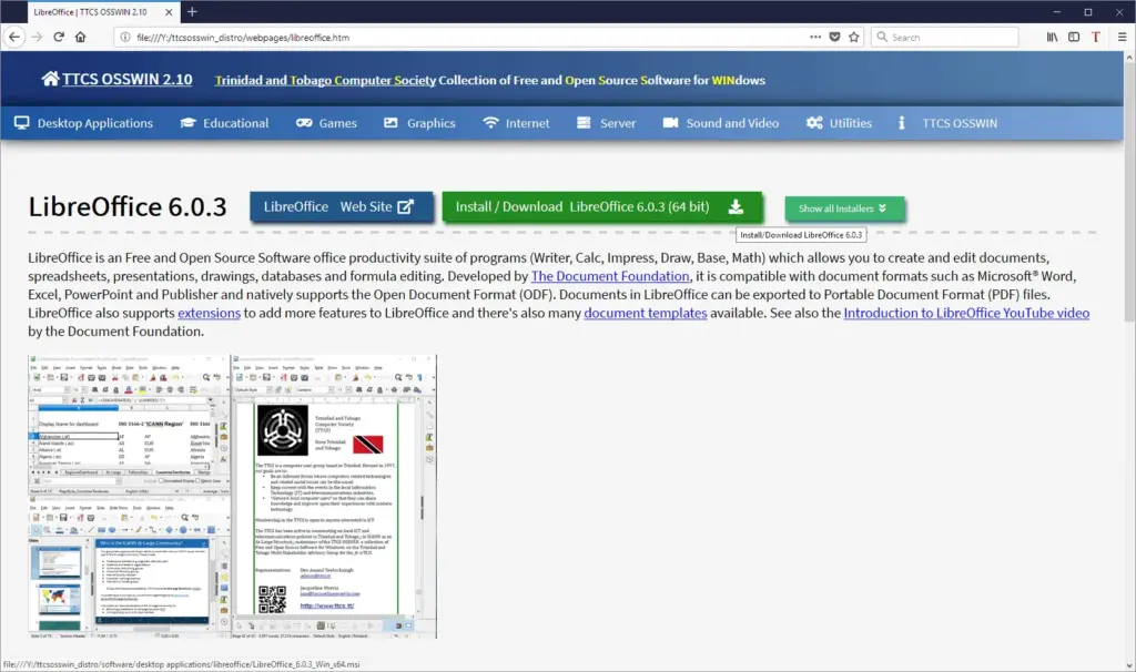 TTCS OSSWIN 2.1 a collection of Free and Open Source Software (#FOSS) for Windows available for download