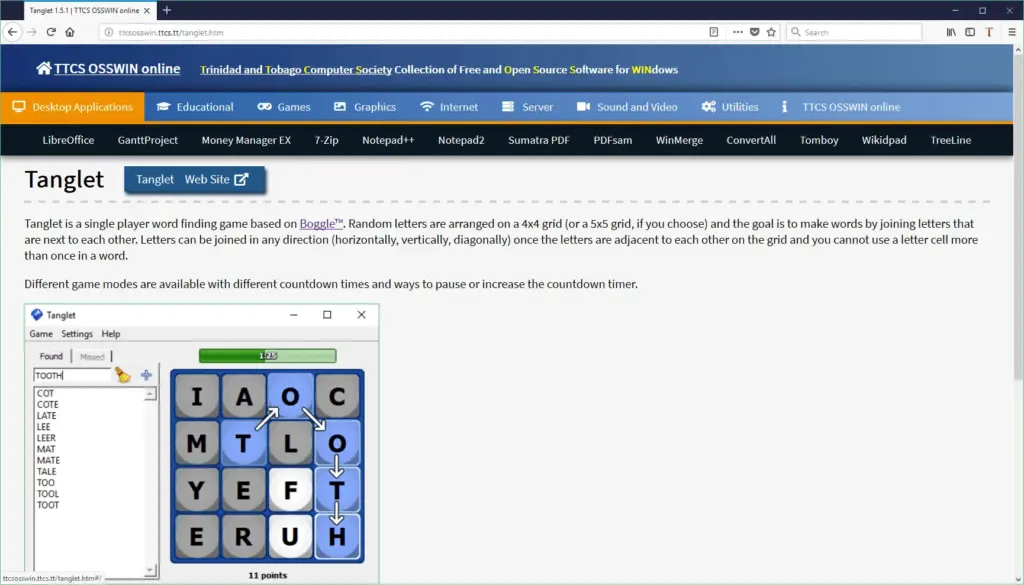 Updates to TTCS OSSWIN online, online resource of Free and Open Source Software (#FOSS) for Windows