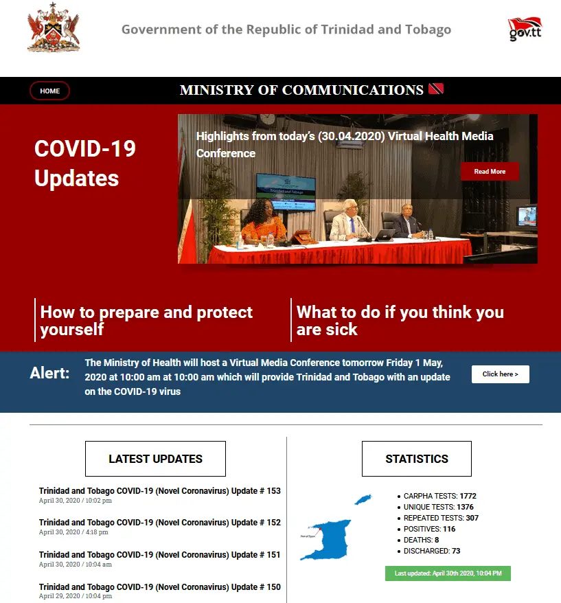 Trinidad and Tobago Government launches dedicated #COVID19 website for all official COVID-19 News and Updates