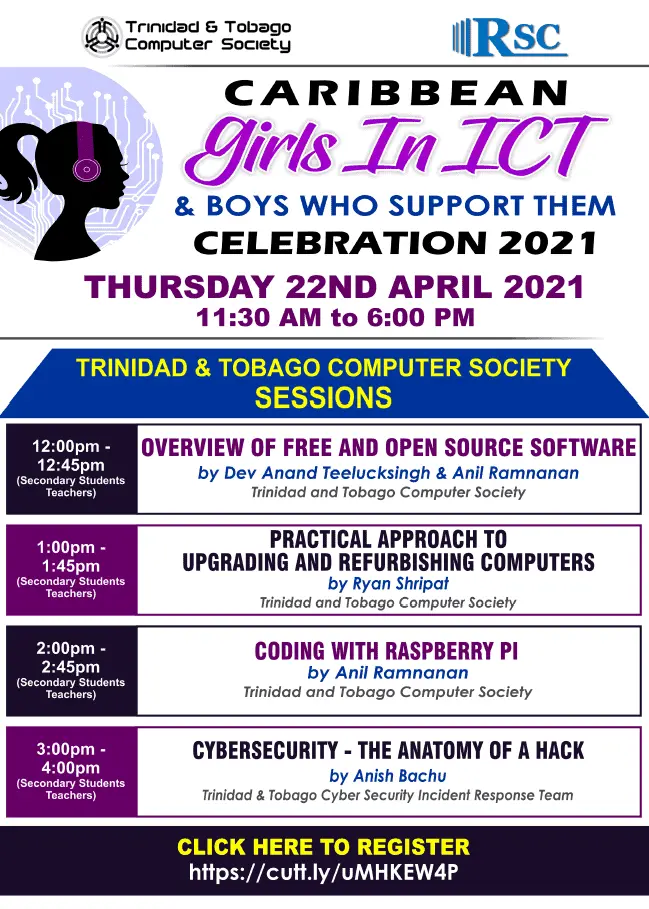 Trinidad and Tobago Computer Society (TTCS) participates in Caribbean #GirlsinICT event on April 22, 2021