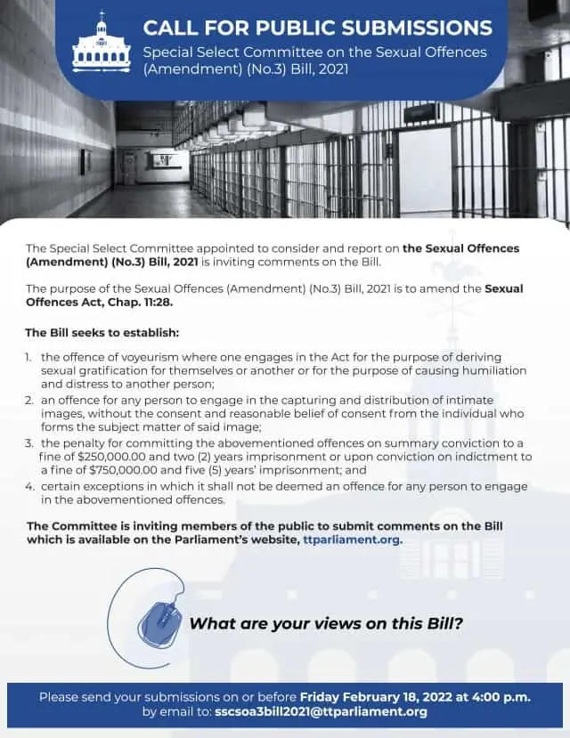 Call for comments on Sexual Offences (Amendment) Bill 2021 by February 18 2022